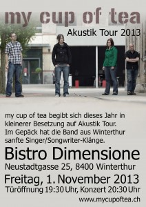 Flyer zum Konzert im Dimensione, Winterthur vom 1. November  2013