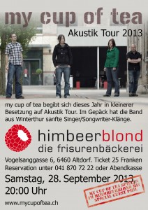 Flyer zum Konzert im Himbeerblond Altdorf vom 29.September 2013